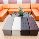 Practical PVC Leather Rectangle Shape with Leather Button Footstool Large Size