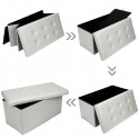 Practical PVC Leather Rectangle Shape with Leather Button Footstool Grey
