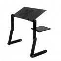 360-Degree Rotation Multifunctional Portable Folding Table with Fan & Mouse Black
